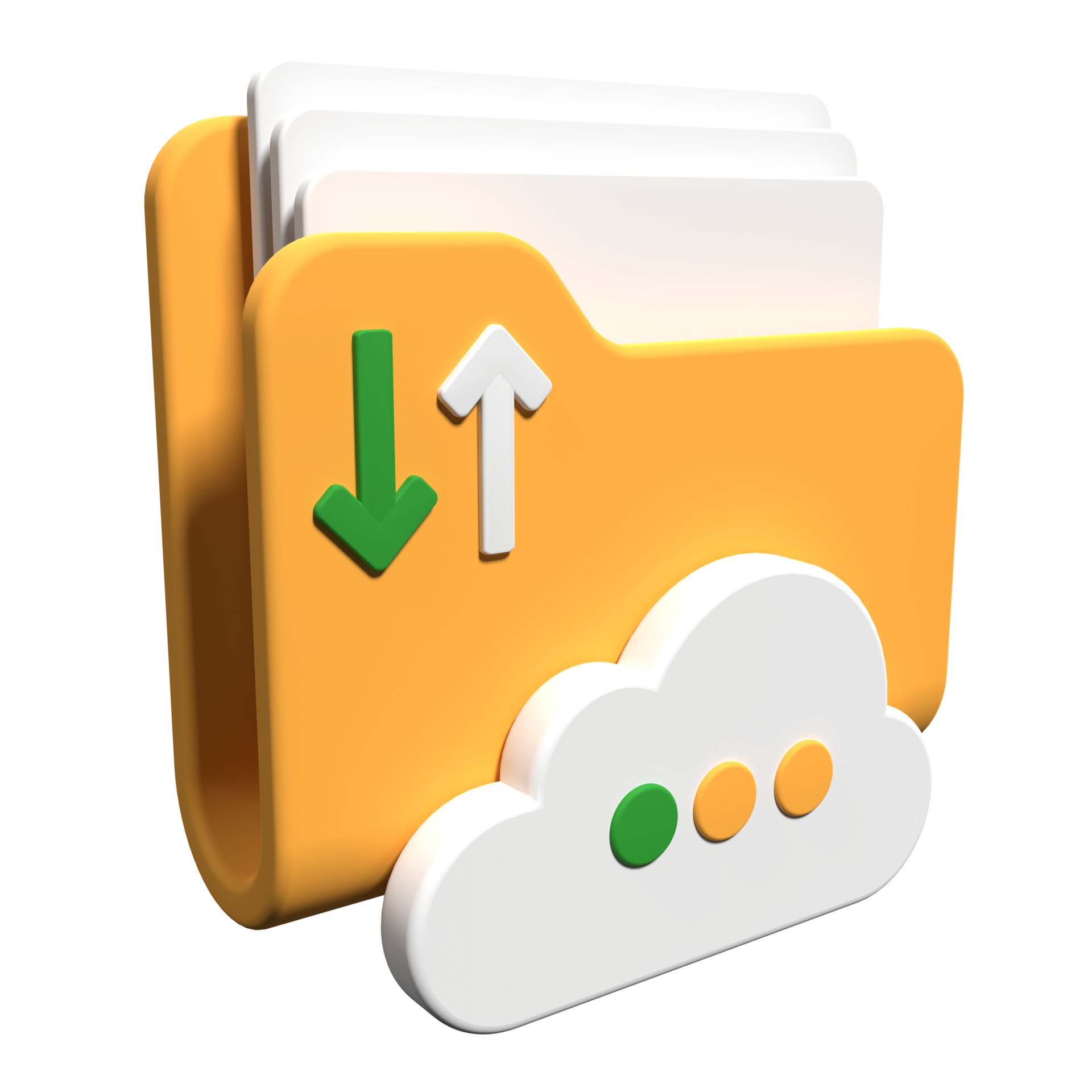 cloud-storage-3d-illustration-file-transfer-concept-cloud-download-and-upload-icon-digital-file-organization-service-or-app-with-data-transfering-3d-render-illustration-png